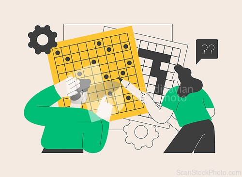 Image of Do a crossword and sudoku abstract concept vector illustration.