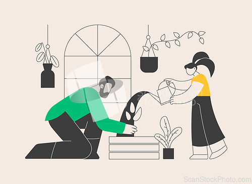 Image of Home gardening abstract concept vector illustration.