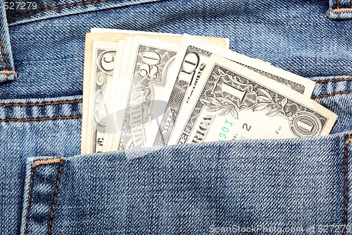 Image of closeup money jeans