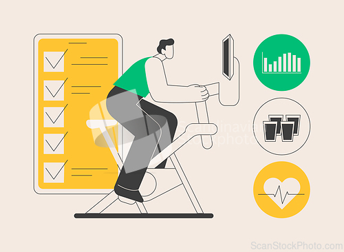 Image of Connected workout abstract concept vector illustration.