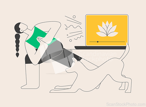 Image of Home yoga abstract concept vector illustration.