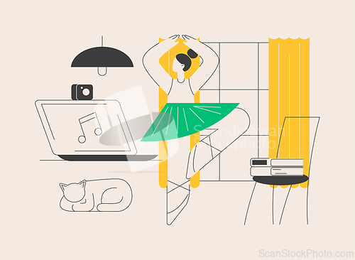 Image of At-home dance class abstract concept vector illustration.