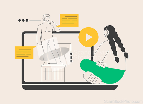 Image of Online museum tours abstract concept vector illustration.