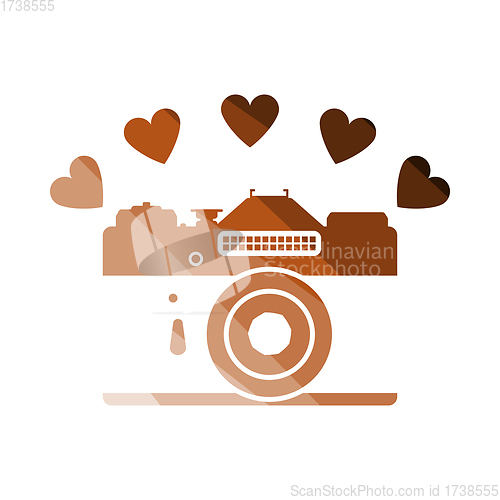 Image of Camera With Hearts Icon