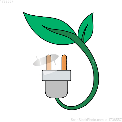 Image of Electric Plug With Leaves Icon