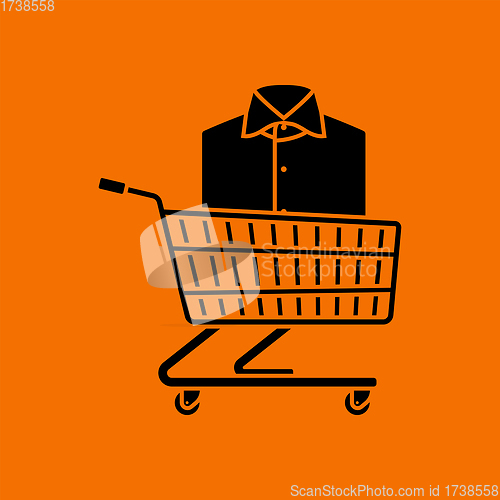 Image of Shopping Cart With Clothes (Shirt) Icon