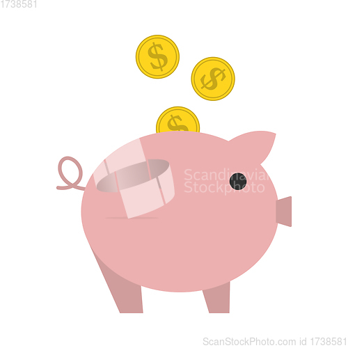 Image of Golden Coins Fall In Piggy Bank Icon