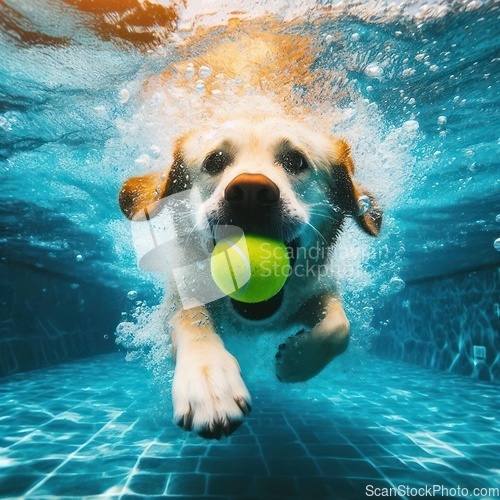 Image of dog playing and fetching the ball