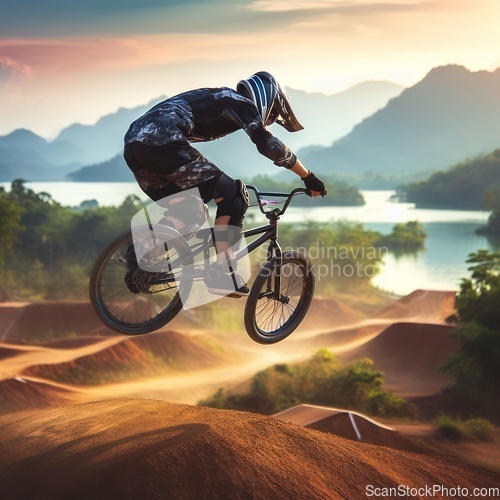 Image of person jumping high on their bmx bike