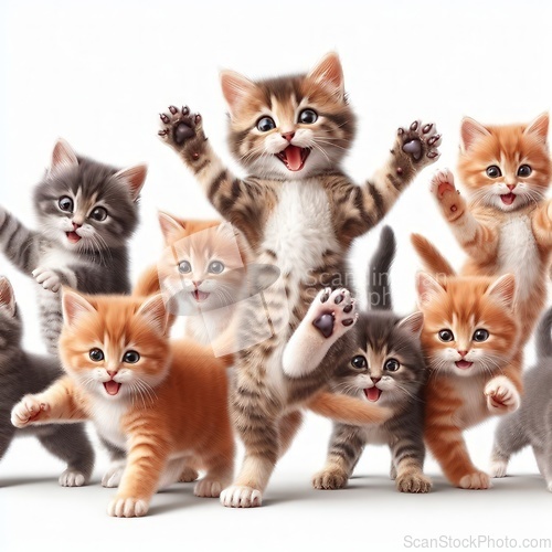 Image of happy and playful cute kittens