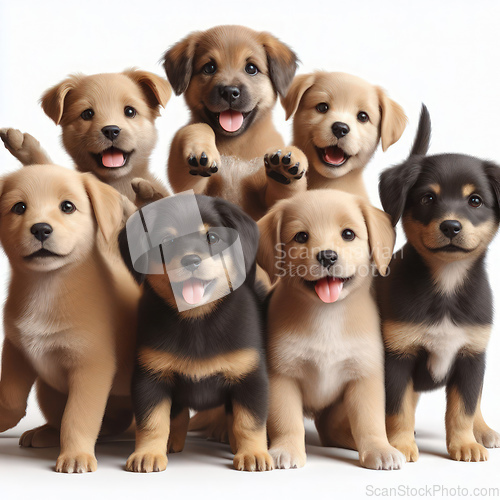 Image of collection of adorable happy puppies