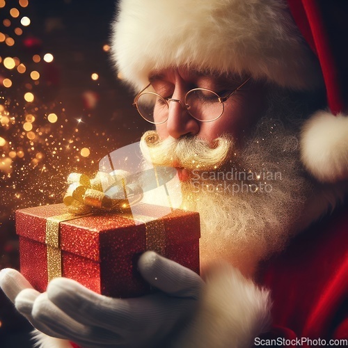 Image of santa claus blowing magical glittering wishes with this gift gen