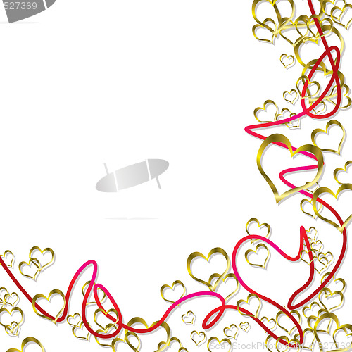 Image of gold heart ribbon shadow