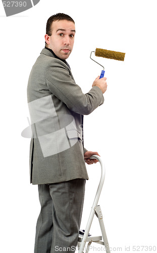 Image of Businessman With Roller Brush