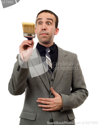 Image of Businessman Painting Something