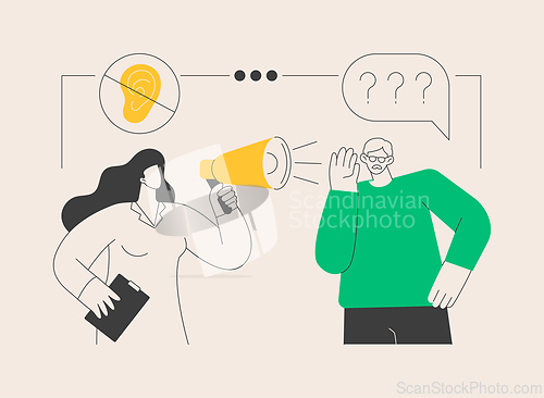 Image of Deafness and hearing loss abstract concept vector illustration.