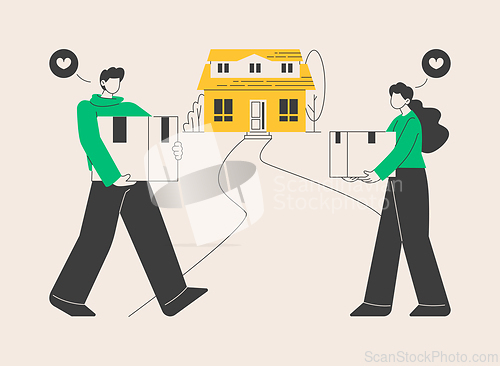 Image of Cohabitation abstract concept vector illustration.