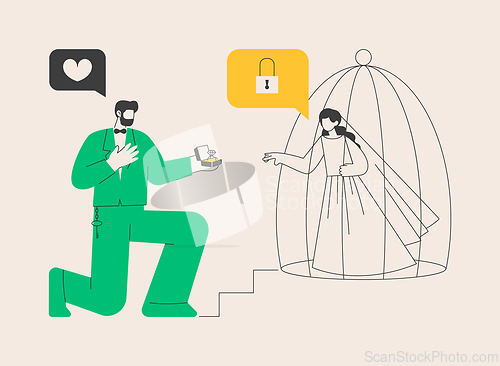 Image of Forced marriage abstract concept vector illustration.