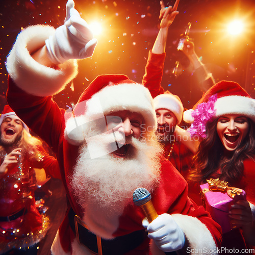 Image of happy santa claus is partying hard 