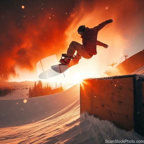 Image of person jumping with their snowboard