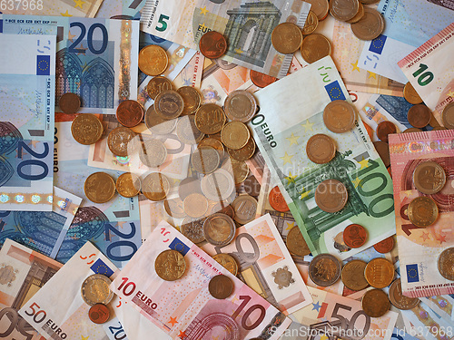 Image of Euro (EUR) notes and coins, European Union (EU)