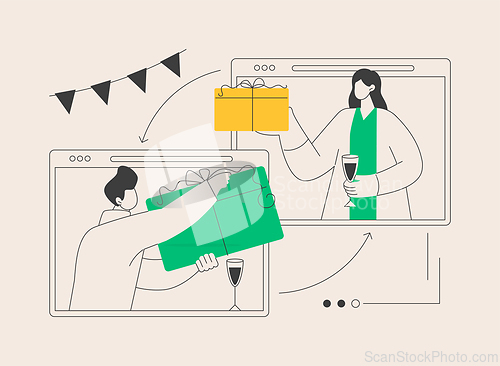 Image of Sharing gifts online abstract concept vector illustration.