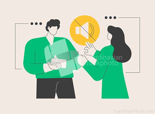 Image of Sign language conversation abstract concept vector illustration.