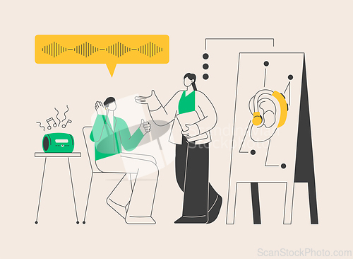 Image of Assistive hearing device abstract concept vector illustration.