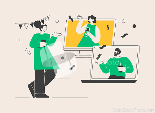 Image of Self-isolation party abstract concept vector illustration.