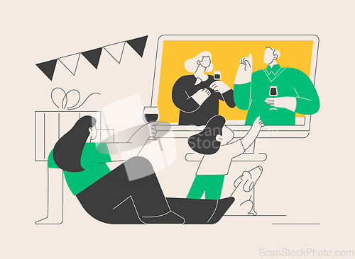 Image of Online family party abstract concept vector illustration.