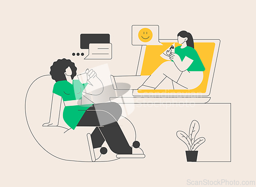 Image of Online friends meeting abstract concept vector illustration.