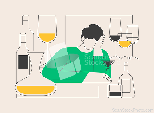 Image of Drinking alcohol abstract concept vector illustration.