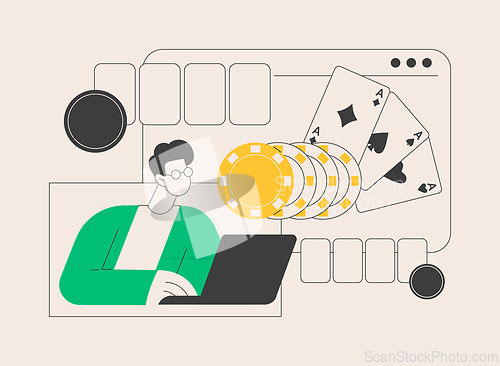 Image of Online poker abstract concept vector illustration.