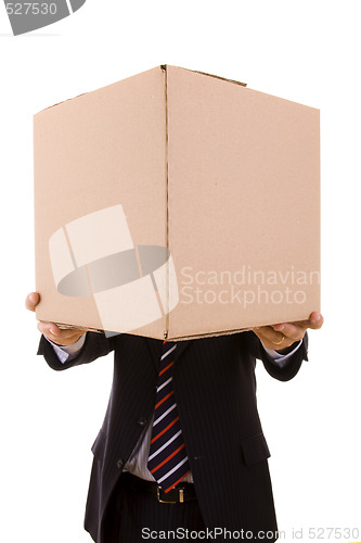 Image of businessman holding a package