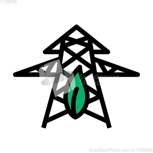 Image of Electric Tower With Leaf Icon