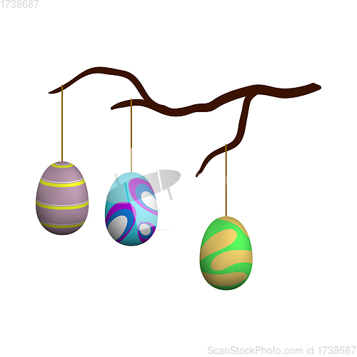 Image of Easter Eggs Hanged On Tree Branch Icon