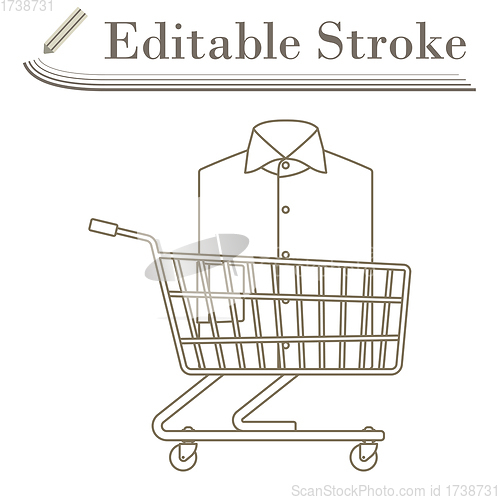 Image of Shopping Cart With Clothes (Shirt) Icon