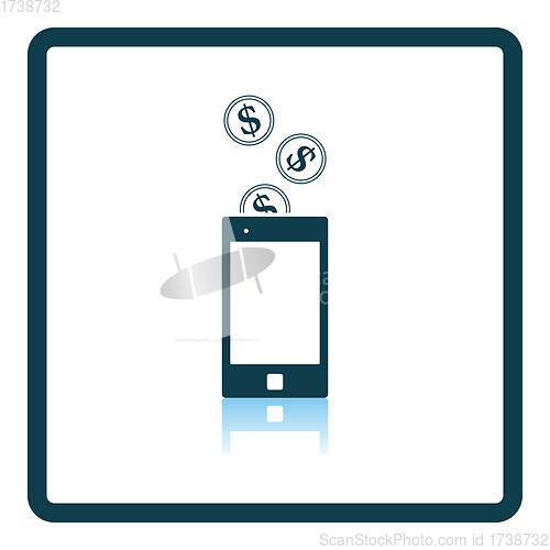 Image of Golden Coins Fall In Smartphone Icon