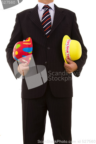 Image of businessman with new year hats