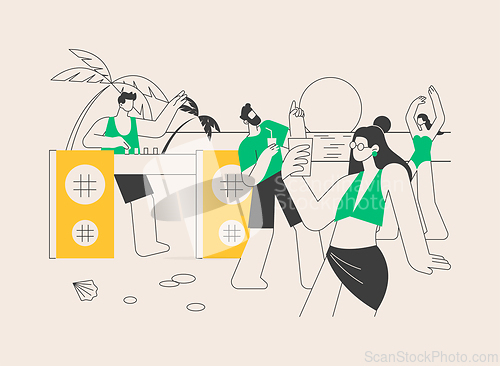 Image of Beach party abstract concept vector illustration.