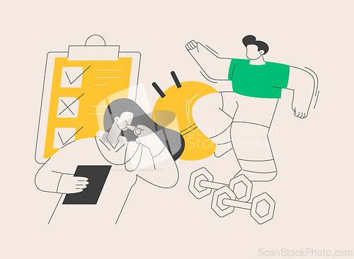 Image of Overweight kids training plan abstract concept vector illustration.