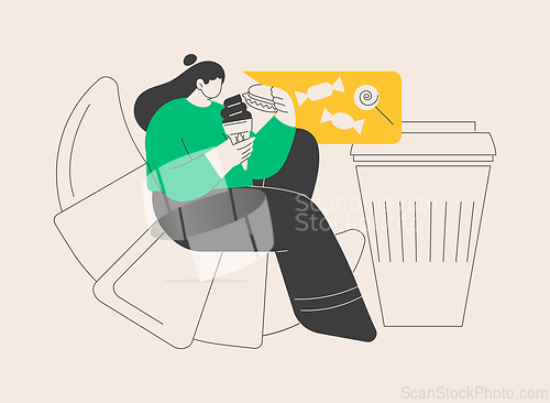 Image of Overeating addiction abstract concept vector illustration.