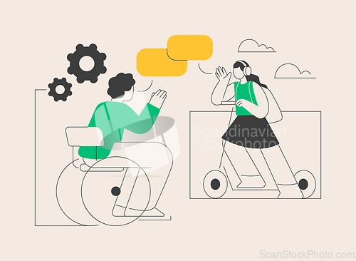 Image of Social adaptation of disabled people abstract concept vector illustration.