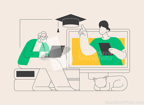 Image of Online learning for seniors abstract concept vector illustration.