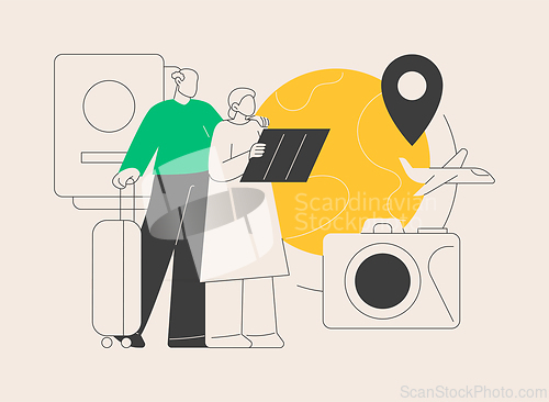 Image of Retirement travel abstract concept vector illustration.