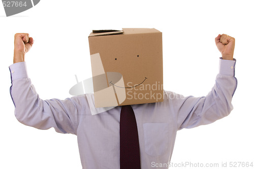 Image of cardboard head businessman