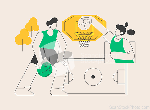 Image of Basketball camp abstract concept vector illustration.