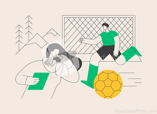 Image of Soccer camp abstract concept vector illustration.