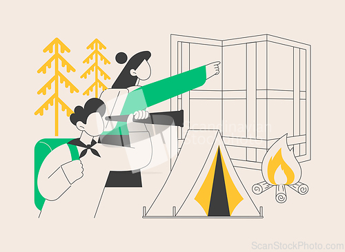 Image of Summer camping abstract concept vector illustration.