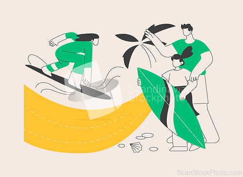 Image of Surfing school abstract concept vector illustration.